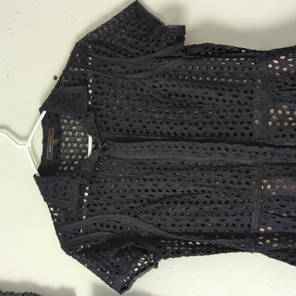 BCBG Max Azria Dasha Perforated Slip Mini Little Black Dress - Picture 4 of 12